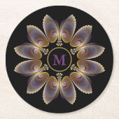 Dessous-de-verre Rond En Papier Ange Abstraite ailes Mandala Monogramme fractal (Devant)