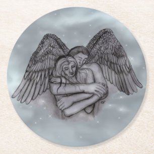 Dessous-de-verre Rond En Papier Ange Éros en amour