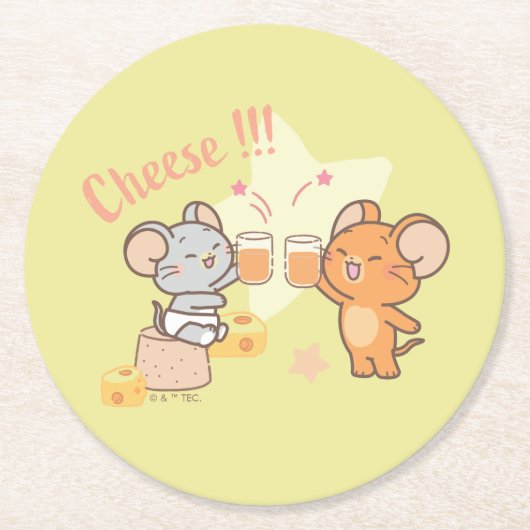 Dessous-de-verre Rond En Papier Anime Tuffy et Jerry Cheese au fromage (Devant)