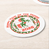 Dessous-de-verre Rond En Papier Année du cheval 2026 (Incliné)