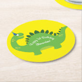 Dessous-de-verre Rond En Papier Anniversaire de Dinosaur (Incliné)