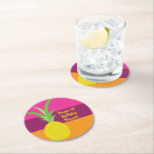 Dessous-de-verre Rond En Papier Anniversaire de l'ananas (En situation)