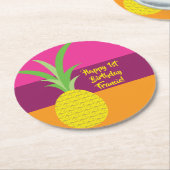 Dessous-de-verre Rond En Papier Anniversaire de l'ananas (Incliné)