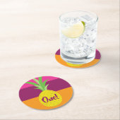 Dessous-de-verre Rond En Papier Anniversaire de l'ananas (En situation)