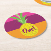 Dessous-de-verre Rond En Papier Anniversaire de l'ananas (Incliné)
