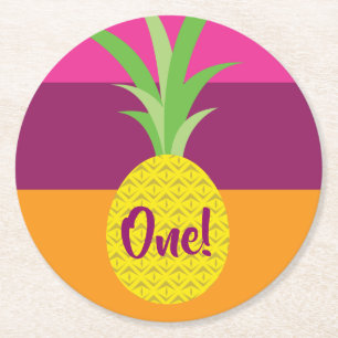 Dessous-de-verre Rond En Papier Anniversaire de l'ananas