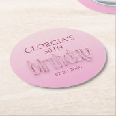 Dessous-de-verre Rond En Papier Anniversaire des diamants roses (Incliné)