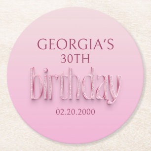 Dessous-de-verre Rond En Papier Anniversaire des diamants roses
