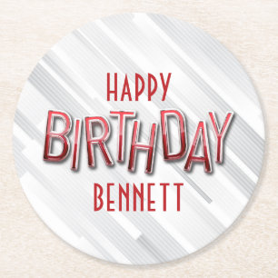 Dessous-de-verre Rond En Papier Anniversaire rouge adulte moderne