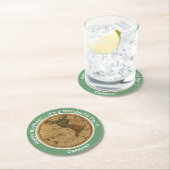 Dessous-de-verre Rond En Papier Antique 1786 Western Hemisphere Map Party (En situation)