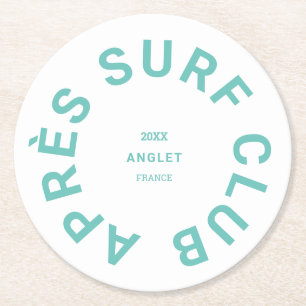 Dessous-de-verre Rond En Papier Après Surf Club Turquoise Surfers Crest Social