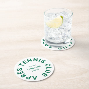 Dessous-de-verre Rond En Papier Après Tennis Club Crête Verte Personnalisée