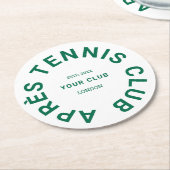 Dessous-de-verre Rond En Papier Après Tennis Club personnalisé Crest vert (Incliné)