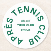 Dessous-de-verre Rond En Papier Après Tennis Club personnalisé Crest vert (Devant)