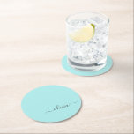 Dessous-de-verre Rond En Papier Aqua Blue Turquoise Moderne Script Girl Monogramme<br><div class="desc">Aqua Blue Turquoise Simple Script Monogramme Nom Dessous de verre papier. Cela fait le cadeau parfait de remise de diplômes,  anniversaire,  mariage,  douche nuptiale,  anniversaire,  baby shower ou bachelorette pour quelqu'un qui aime le luxe glam et les styles chic.</div>