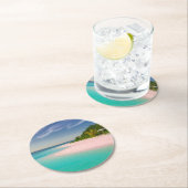 Dessous-de-verre Rond En Papier Aquamarine Ocean Tropical Beach Scenic (En situation)
