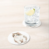 Dessous-de-verre Rond En Papier Aquarelle Amoureux des chats mignonne Kitten Kitty (En situation)