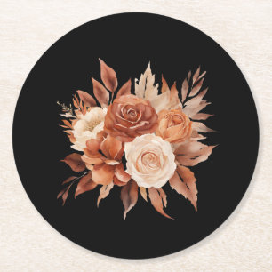 Dessous-de-verre Rond En Papier Aquarelle Automne Élégance - Dessous de verre papi