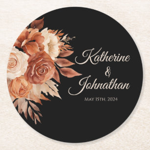 Dessous-de-verre Rond En Papier Aquarelle Automne Élégance - Dessous de verre papi