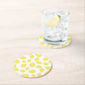 Dessous-de-verre Rond En Papier Aquarelle Citron Motif 2 (En situation)