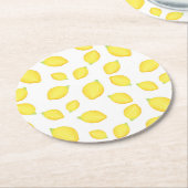 Dessous-de-verre Rond En Papier Aquarelle Citron Motif 2 (Incliné)