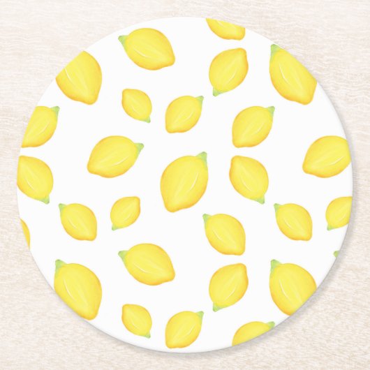 Dessous-de-verre Rond En Papier Aquarelle Citron Motif 2 (Devant)