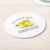 Dessous-de-verre Rond En Papier Aquarelle Citrons Limoncello fait maison (Incliné)