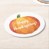 Dessous-de-verre Rond En Papier Aquarelle Citrouille bon thanksgiving (Incliné)
