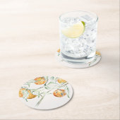 Dessous-de-verre Rond En Papier Aquarelle Citrus Fruit Clementine Cutie (En situation)