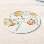 Dessous-de-verre Rond En Papier Aquarelle Citrus Fruit Clementine Cutie (Incliné)