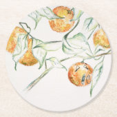 Dessous-de-verre Rond En Papier Aquarelle Citrus Fruit Clementine Cutie (Devant)