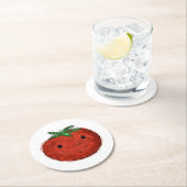 Dessous-de-verre Rond En Papier Aquarelle de tomate mignonne (En situation)