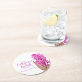 Dessous-de-verre Rond En Papier Aquarelle d'orchidée sauvage rose mariage (En situation)