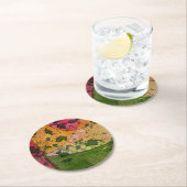 Dessous-de-verre Rond En Papier Aquarelle Et Encre Expressionnisme Abstrait Art (En situation)