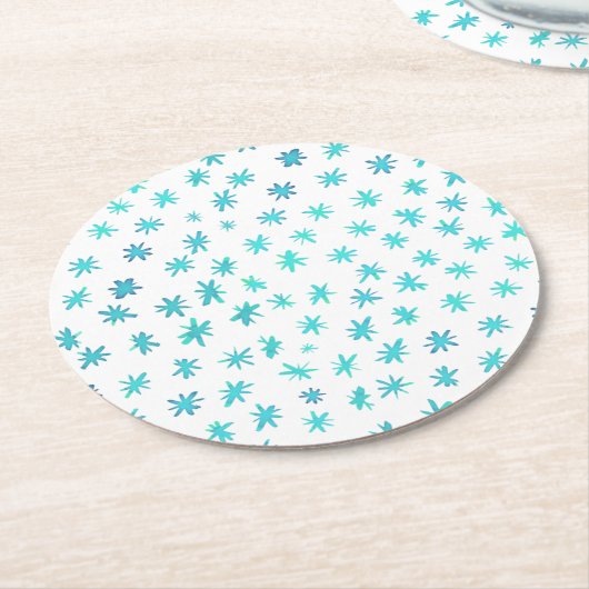 Dessous-de-verre Rond En Papier Aquarelle étoile - turquoise (Incliné)