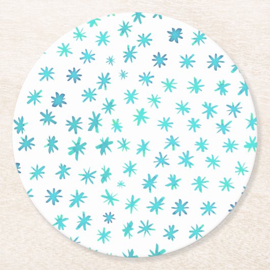 Dessous-de-verre Rond En Papier Aquarelle étoile - turquoise (Devant)