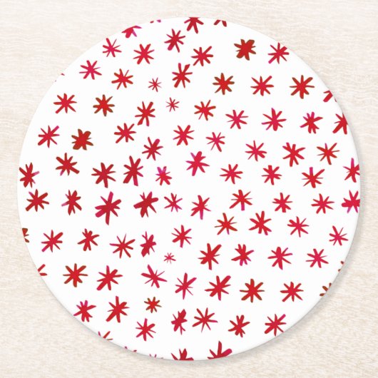 Dessous-de-verre Rond En Papier Aquarelle étoilée - rouge (Devant)
