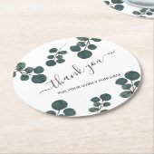 Dessous-de-verre Rond En Papier Aquarelle Eucalyptus Vert Merci Entreprise (Incliné)
