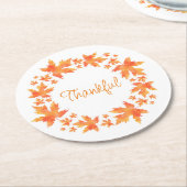 Dessous-de-verre Rond En Papier Aquarelle Feuille d'érable (Incliné)