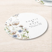 Dessous-de-verre Rond En Papier Aquarelle Floral Mariage (Incliné)