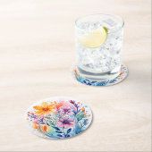 Dessous-de-verre Rond En Papier aquarelle florale (En situation)