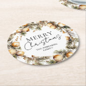 Dessous-de-verre Rond En Papier Aquarelle Gold Foliing Noël (Incliné)