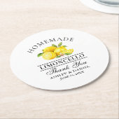 Dessous-de-verre Rond En Papier Aquarelle Lemons Limoncello Mariage (Incliné)