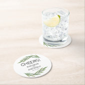 Dessous-de-verre Rond En Papier Aquarelle Mariage Feuille Dessous de verre (En situation)