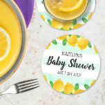 Dessous-de-verre Rond En Papier Aquarelle moderne Baby shower citronnier<br><div class="desc">Célébrez dans le style avec ces dessous de verre baby showers branchés. Le design est facile à personnaliser avec votre propre libellé et votre famille et vos amis seront ravis de voir ces dessous de verre fabuleux. Les éléments correspondants se trouvent dans la collection.</div>