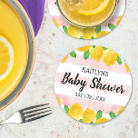 Dessous-de-verre Rond En Papier Aquarelle moderne Baby shower citronnier<br><div class="desc">Célébrez dans le style avec ces dessous de verre baby showers branchés. Le design est facile à personnaliser avec votre propre libellé et votre famille et vos amis seront ravis de voir ces dessous de verre fabuleux. Les éléments correspondants se trouvent dans la collection.</div>