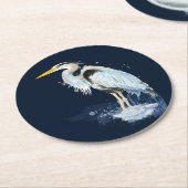 Dessous-de-verre Rond En Papier Aquarelle originale Great Blue Heron Bird Custom (Incliné)