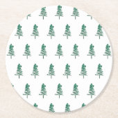 Dessous-de-verre Rond En Papier Aquarelle Pine Tree Noël (Devant)