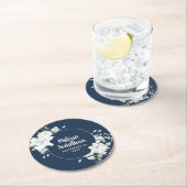 Dessous-de-verre Rond En Papier Aquarelle romantique fleurs blanches mariage (En situation)