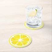 Dessous-de-verre Rond En Papier Aquarelle tranche citron (En situation)